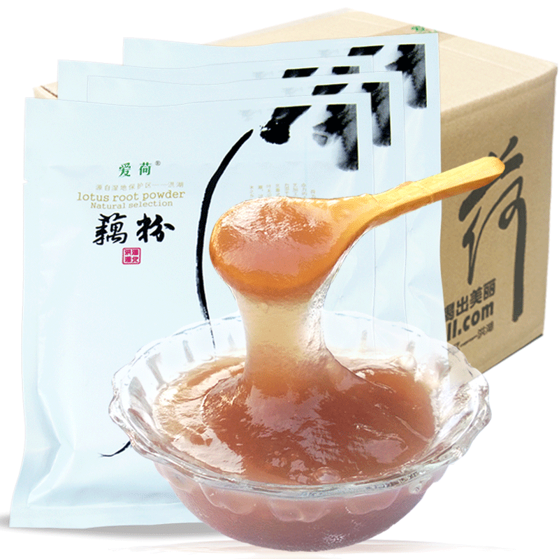 爱荷纯莲藕粉400g*4袋湖区农家原味早餐莲藕羹拒绝速溶