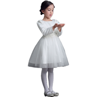 女童礼服长袖公主裙蓬蓬裙儿童礼服婚纱裙钢琴表演服花童礼服女冬