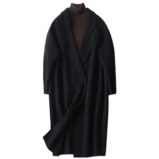 双面羊绒大衣女中长款高端2025春季新款黑色羊毛呢子外套茧型大码