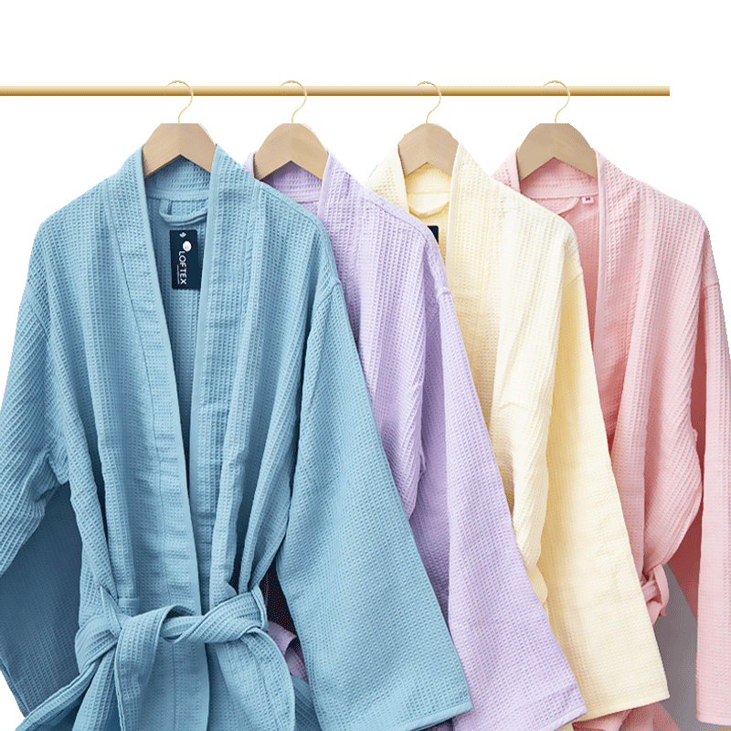 LOFTEX/亚光汗蒸服女纯棉华夫格浴袍男女情侣四季通用可定制logo