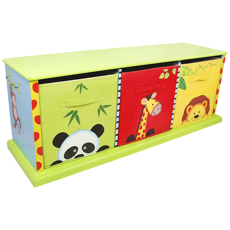 teamson紛朵奇兒童矮書柜寶寶玩具收納柜三格整理儲(chǔ)物柜抽屜柜