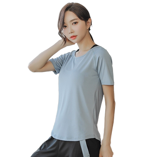 夏天跑步运动上衣女士速干t恤衫健身宽松网红瑜伽服短袖大码显瘦