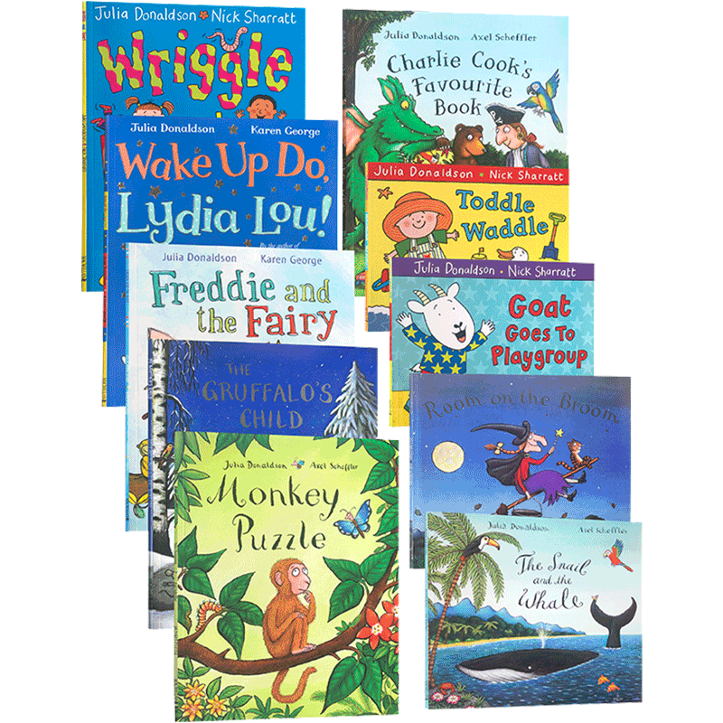 茱莉亚唐纳森咕噜牛Julia Donaldson10册room on the broom,snail and whale,monkey puzzle英文原版儿童英语启蒙故事书