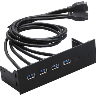 DIEWU USB3.0前置面板光驱位扩展卡4口HUB 双19PIN转四口usb3.0卡