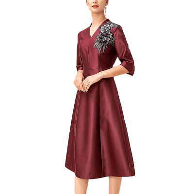 妈妈装高贵喜婆婆过膝婚宴礼服