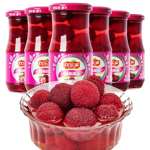 欢乐家 杨梅罐头256g*6瓶 新鲜糖水杨梅水果罐头烘焙商用原料批发