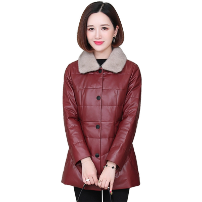 皮衣羽绒女式冬季新款中年妈妈