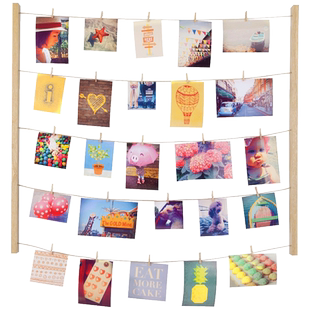 Umbra网格照片墙装饰ins挂墙相片背景墙麻绳夹子相框