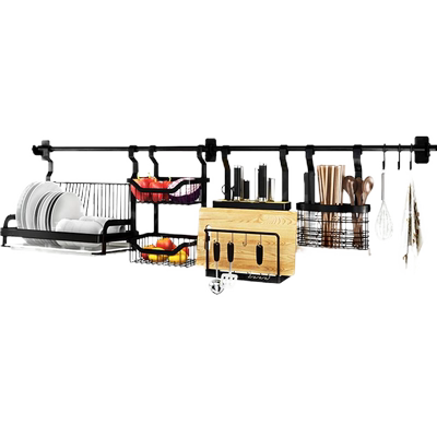 黑色壁挂式省空间厨房置物架