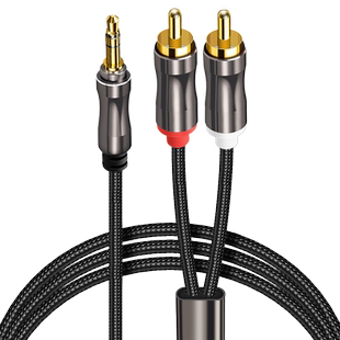 适用于音频线一分二3.5mm接口转接头双莲花头rca插头苹果手机笔记本电脑功放音箱低音炮输出入转换器音响连接