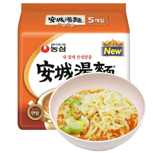 韩国进口农心安城汤面5袋海鲜拉面网红速食汤面方便面微辣辛拉面