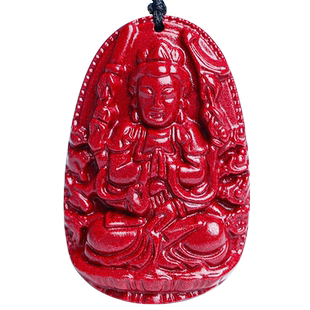 朱砂吊坠男女观音普贤文殊菩萨挂件生肖马年本命佛项链护身符礼物