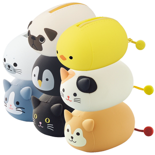 日本LIHIT LAB.喜利PUNILABO可爱卡通动物硅胶随身小物收纳袋文具包化妆包杂物收纳包