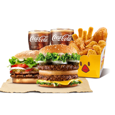 汉堡王 大胃王双人餐（新） 汉堡套餐5件套 优惠券 电子券