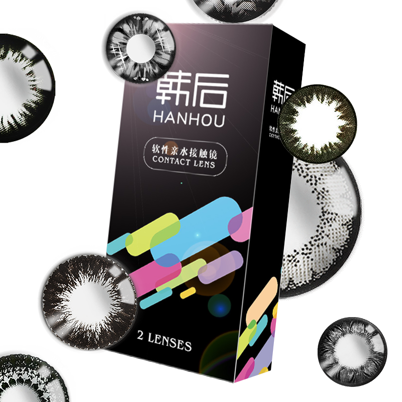 韩后美瞳半年抛黑棕色混血自然大直径小水凝胶高度隐形眼镜年抛女