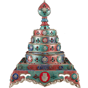 欧斯特 八吉祥曼扎盘修盘 尼泊尔手工镶嵌七宝石供修曼茶罗曼达盘