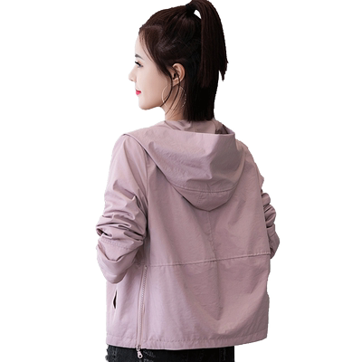 早春小个子简约连帽女士短外套