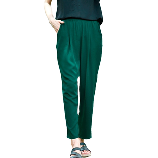 棉绸哈伦裤女夏2026新款纯色人造棉九分裤宽松休闲百搭防晒长裤子