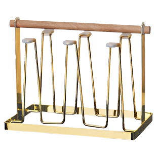 轻奢杯架家用玻璃杯酒具置物架沥水托盘收纳倒挂客厅水杯茶杯架子