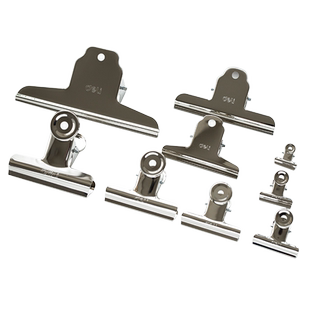 得力圆形票夹不锈钢大小夹子财务铁夹子票据山形长尾夹固定文件夹书夹子强力手帐金属钱夹钞票夹文具试卷夹