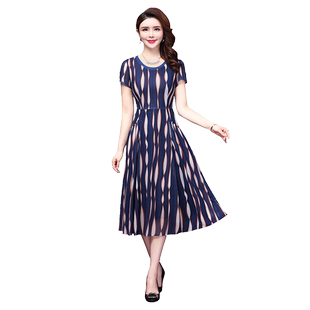 香妮芬贵夫人阔太太连衣裙2026夏新款洋气短袖妈妈台湾纱中年裙子