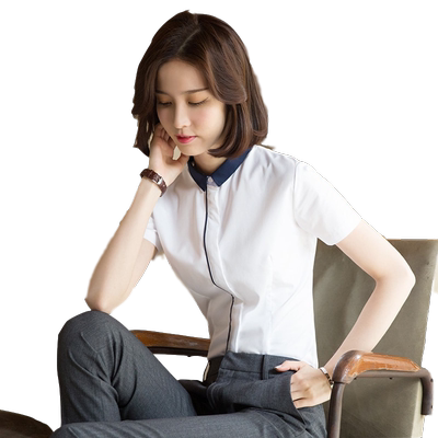 白衬衫女夏薄款短袖职业工装