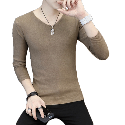 新款潮流男士色修身长袖t