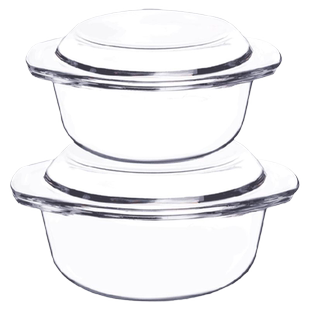 带盖玻璃碗耐热微波炉专用家用透明蒸蛋羹碗双耳烤碗烤箱加热器皿