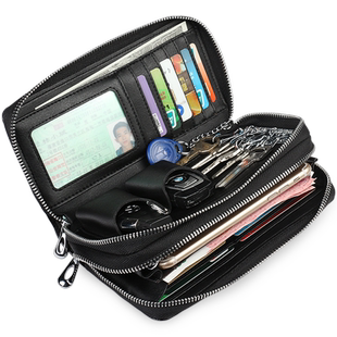 多功能手机钥匙包男款式多卡位卡包钱包一体长款真皮大容量手拿包