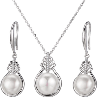 淡水珍珠项链女锁骨链妈妈款纯银颈链单颗吊坠饰品首饰套装三件套