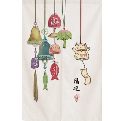 新中式风隔间厕所布艺防油烟门帘