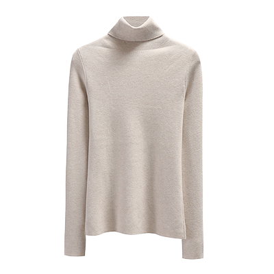 高领针织衫女2025秋冬新款修身长袖黑白色打底衫上衣套头内搭毛衣