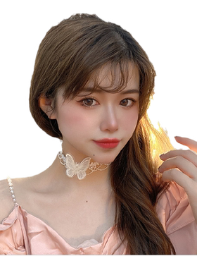 项链女2025年新款蕾丝蝴蝶结小众设计轻奢高级感网红蹦迪项圈配饰