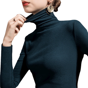 2026秋冬双面绒磨毛发热德绒高领打底衫女冬季保暖堆堆领女装T恤