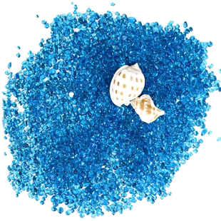鱼缸装饰蓝色玻璃石子玻璃沙河流造景底沙砂石水晶透明石头蓝珠