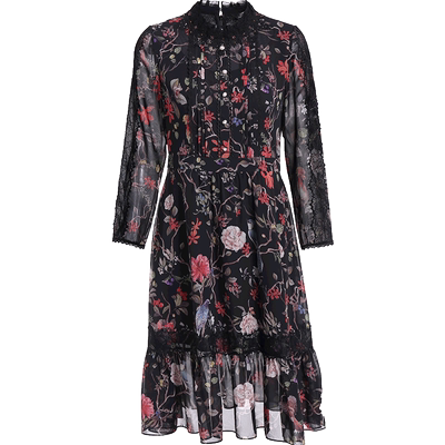 简爱诺春季复古显瘦长袖连衣裙