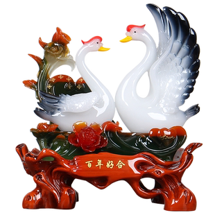 大号百年好合天鹅摆件结婚礼物客厅新房摆设送闺蜜朋友新婚庆礼品