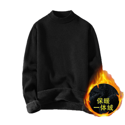 半高领冬季加厚款黑色打底针织衫