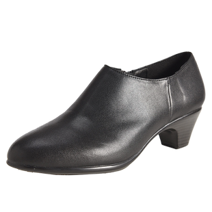 黑色深口高跟鞋女秋冬加绒工装鞋舒适职业女鞋真皮粗跟工作鞋单鞋