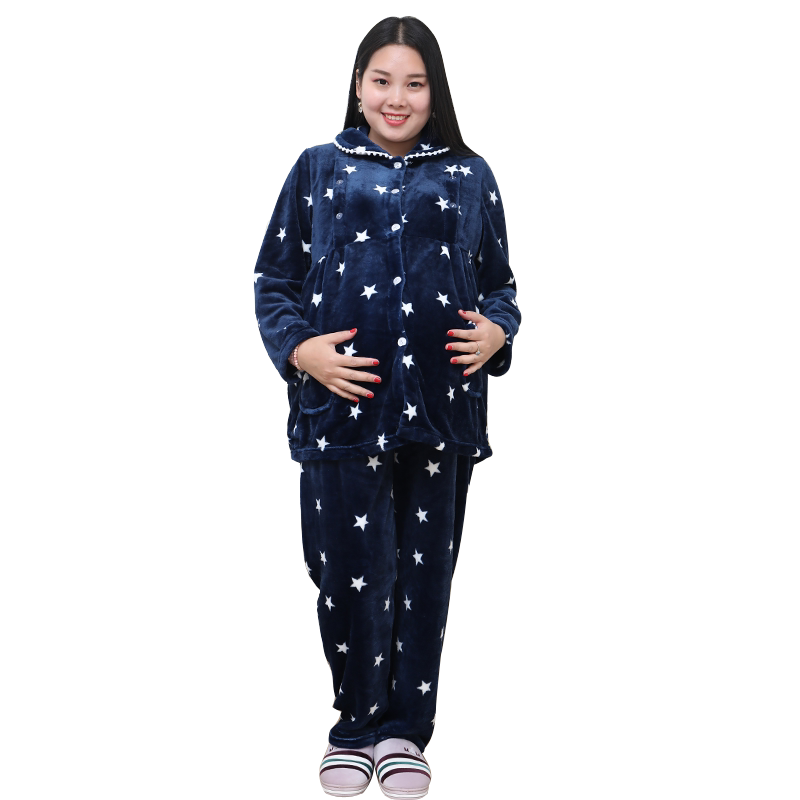 大码孕妇月子服秋冬产后哺乳睡衣