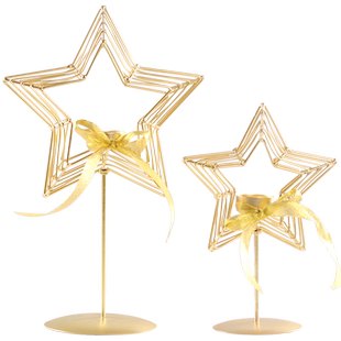 北欧金色星星圣诞树七夕布置小礼物烛台蜡烛摆件家用烛光晚餐道具