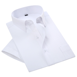 伯曼春秋季男士长袖衬衫商务韩版修身职业工装白色大码短袖衬衣寸
