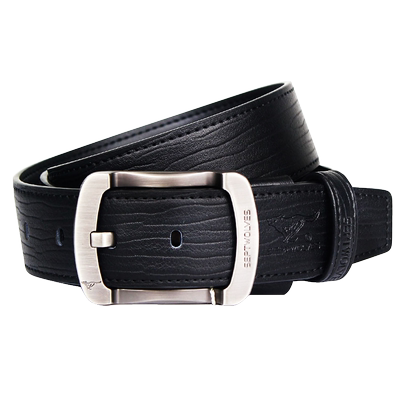 正品中青年日字扣休闲牛皮腰带