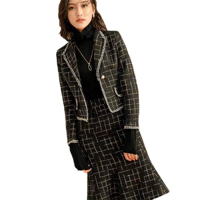 毛呢小香风套装女2025春秋新款