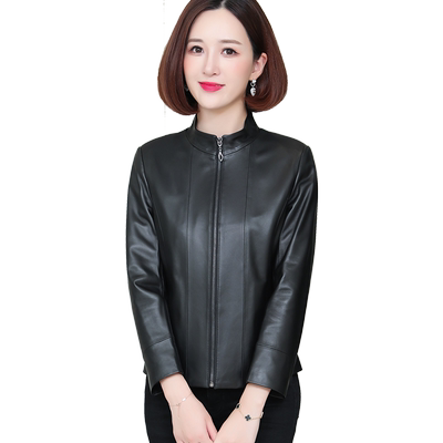 海宁真皮皮衣女大码中年夹克