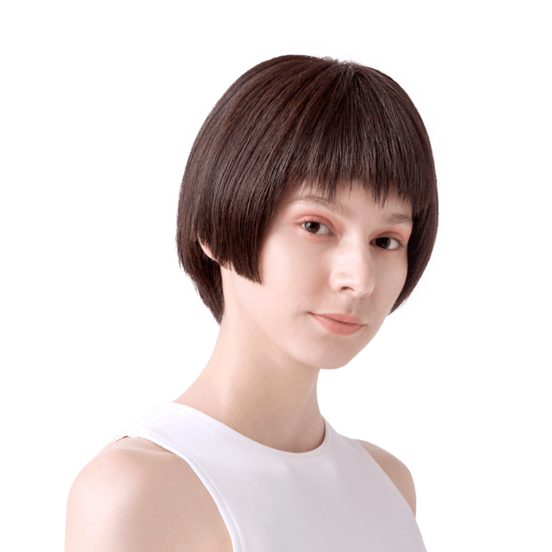 瑞贝卡假发女眉上狗啃刘海发尾外翻短直发蓬松自然逼真时尚头套