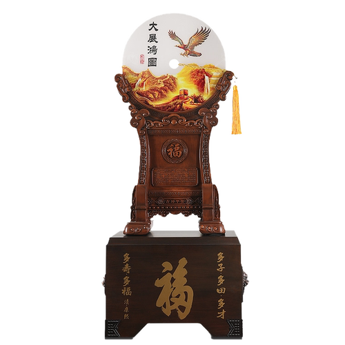 大展宏图玉石平安扣落地摆件客厅办公室装饰品乔迁新居开业送礼