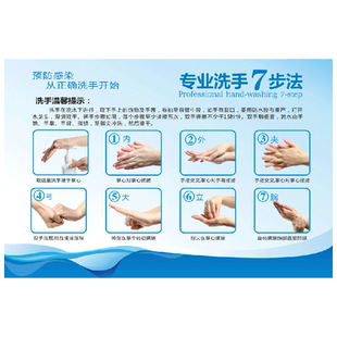 医院诊所幼儿园标准六部七步洗手法步骤图防水墙贴7步洗手法儿童卡通贴纸防疫亚克力定制提示贴标识牌提示牌