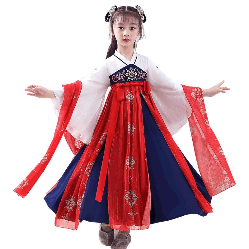 古装女汉服儿童夏天女童春秋超仙小学生薄款唐装古风大童12岁女孩