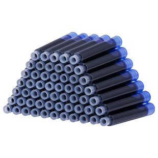 英雄钢笔墨囊纯蓝纯黑蓝黑色100支装2.6mm小口径通用可替换式墨水胆初学者儿童小学生正姿练字用钢笔芯套装